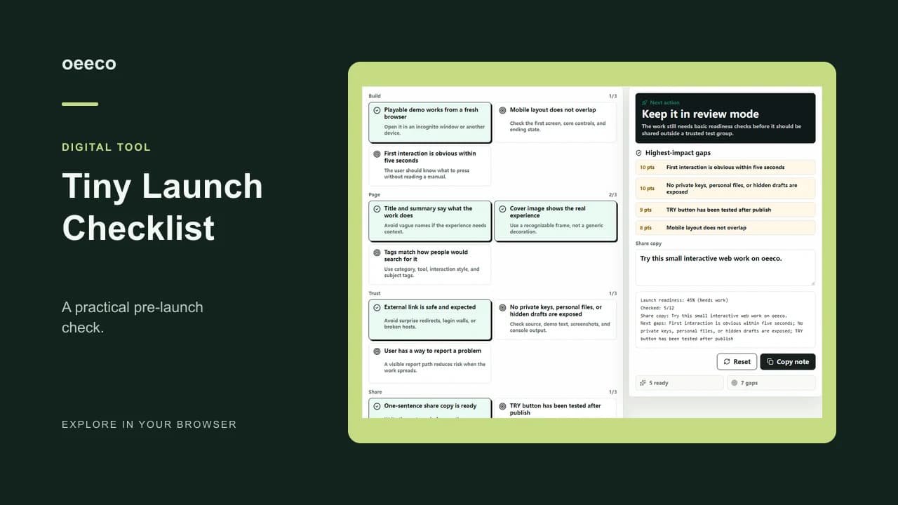Tiny Launch Checklist